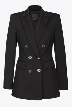 Vestes|PINKO Blazer Croise En Maille Roma Noir Limousine