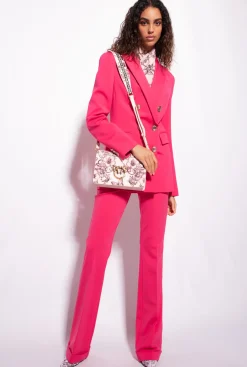Tailleurs Et Ensembles|PINKO Blazer Croise En Maille Roma Rouge Framboise