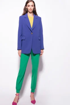 Tailleurs Et Ensembles|PINKO Blazer Droit En Crepe Stretch Bleu Spectre