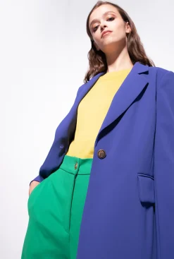Tailleurs Et Ensembles|PINKO Blazer Droit En Crepe Stretch Bleu Spectre