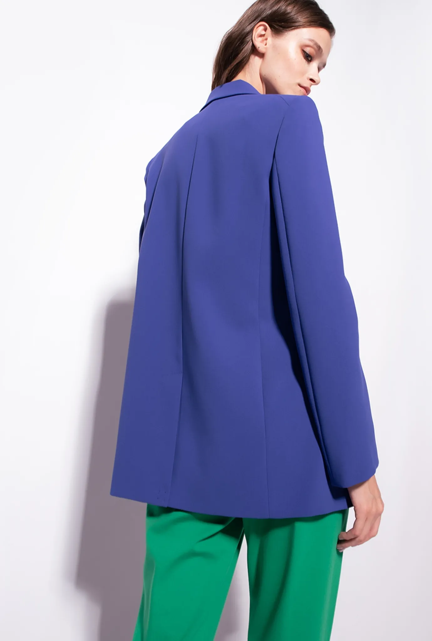 Tailleurs Et Ensembles|PINKO Blazer Droit En Crepe Stretch Bleu Spectre