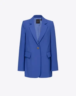 Tailleurs Et Ensembles|PINKO Blazer Droit En Crepe Stretch Bleu Spectre