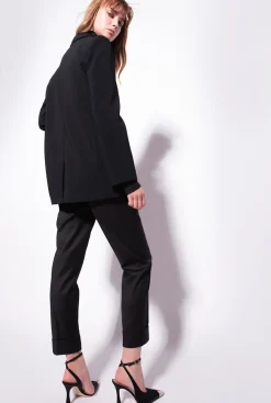 Vestes|PINKO Blazer Droit En Crepe Stretch Noir Limousine