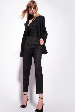 Vestes|PINKO Blazer Droit En Crepe Stretch Noir Limousine