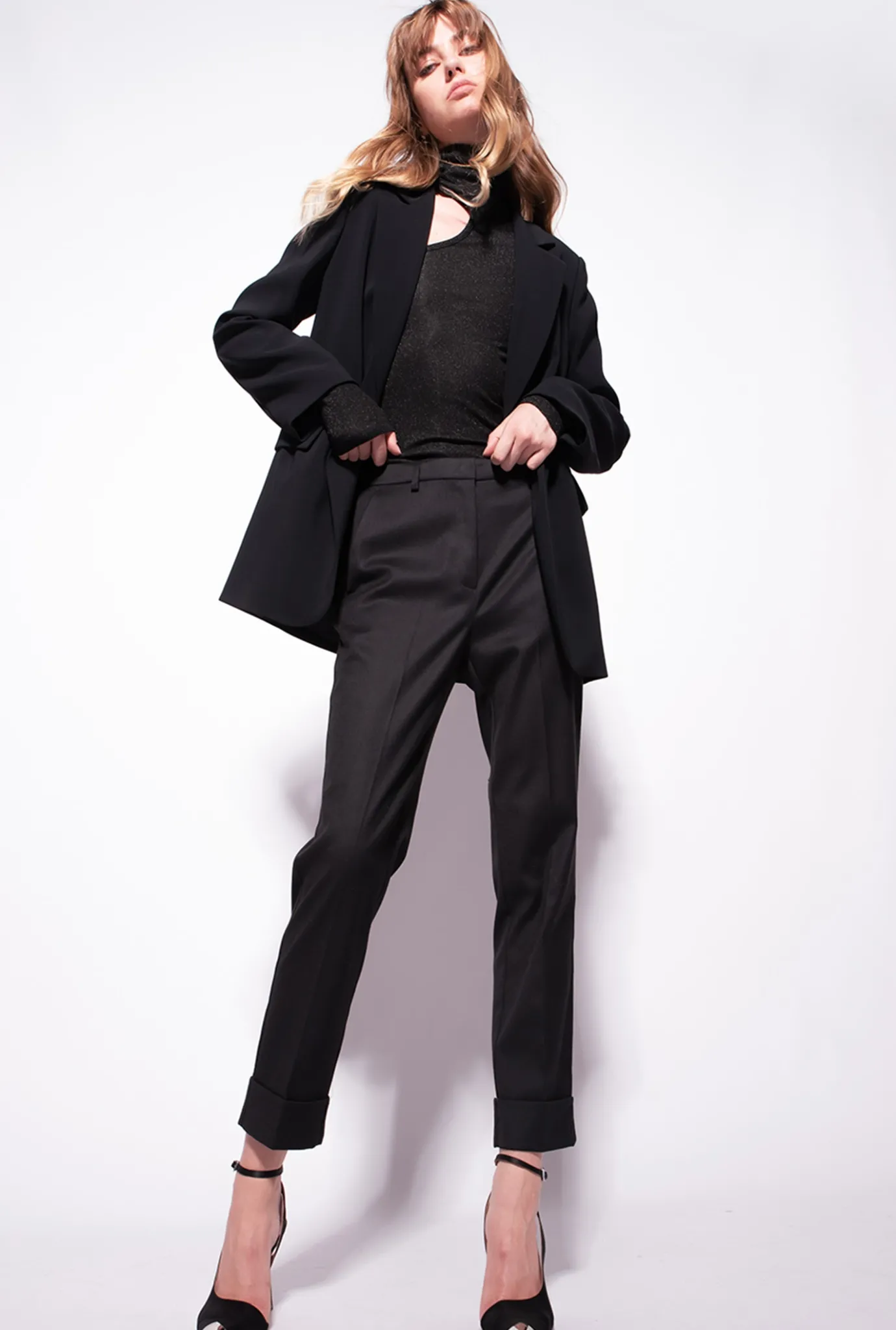 Vestes|PINKO Blazer Droit En Crepe Stretch Noir Limousine