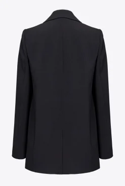 Vestes|PINKO Blazer Droit En Crepe Stretch Noir Limousine