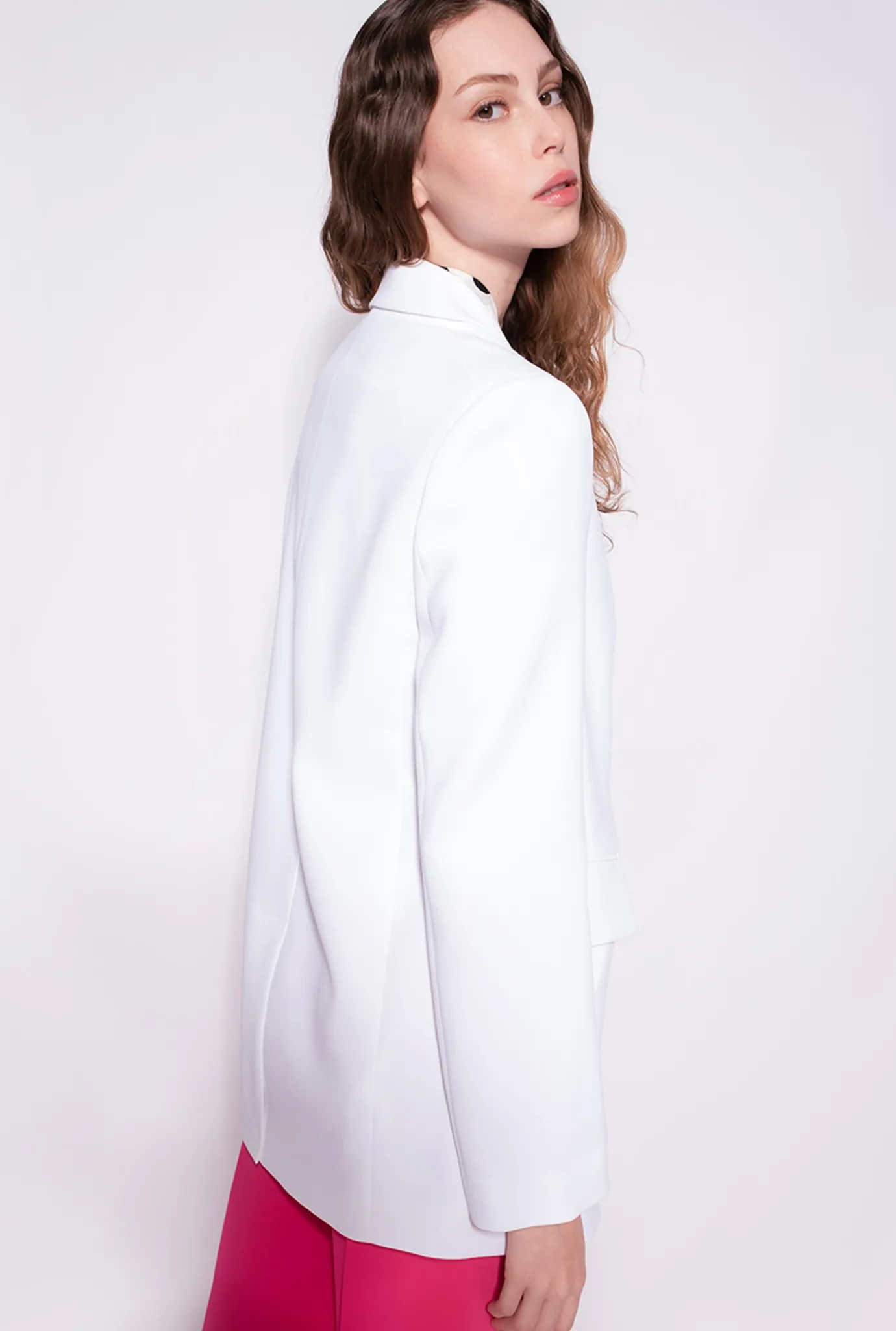Tailleurs Et Ensembles|PINKO Blazer Droit En Crepe Stretch Blanc Ail