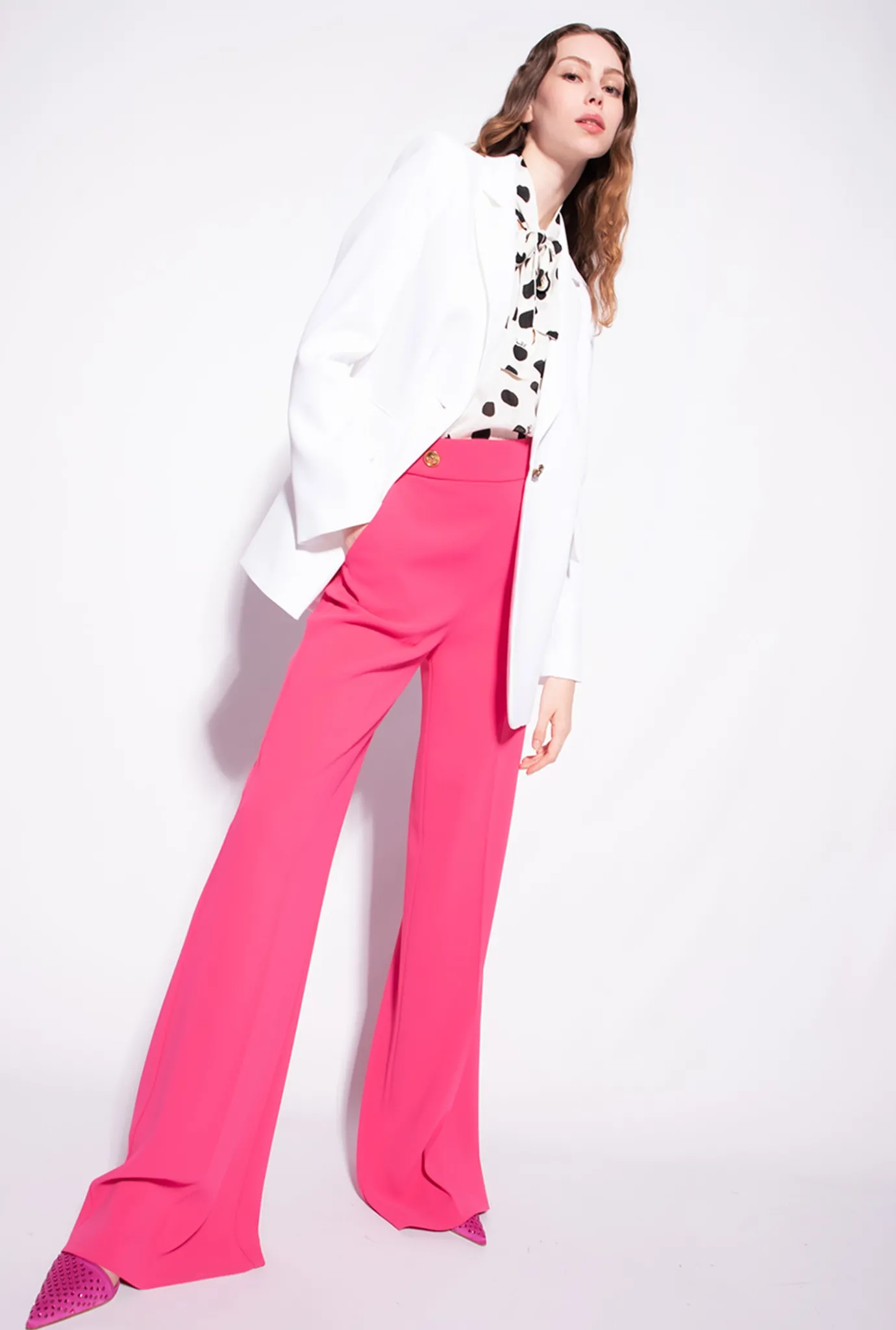 Tailleurs Et Ensembles|PINKO Blazer Droit En Crepe Stretch Blanc Ail