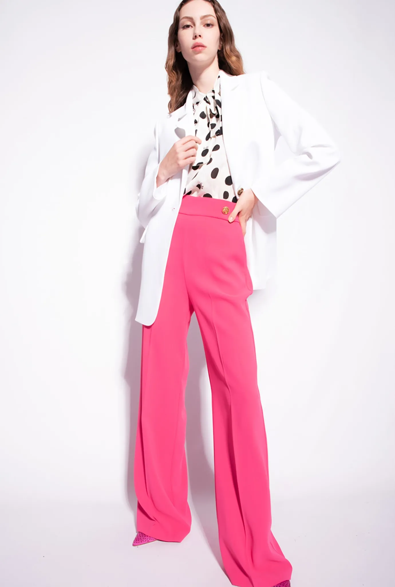 Tailleurs Et Ensembles|PINKO Blazer Droit En Crepe Stretch Blanc Ail