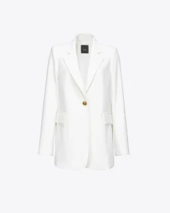 Tailleurs Et Ensembles|PINKO Blazer Droit En Crepe Stretch Blanc Ail