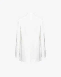 Tailleurs Et Ensembles|PINKO Blazer Droit En Crepe Stretch Blanc Ail