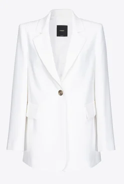 Tailleurs Et Ensembles|PINKO Blazer Droit En Crepe Stretch Blanc Nimbus