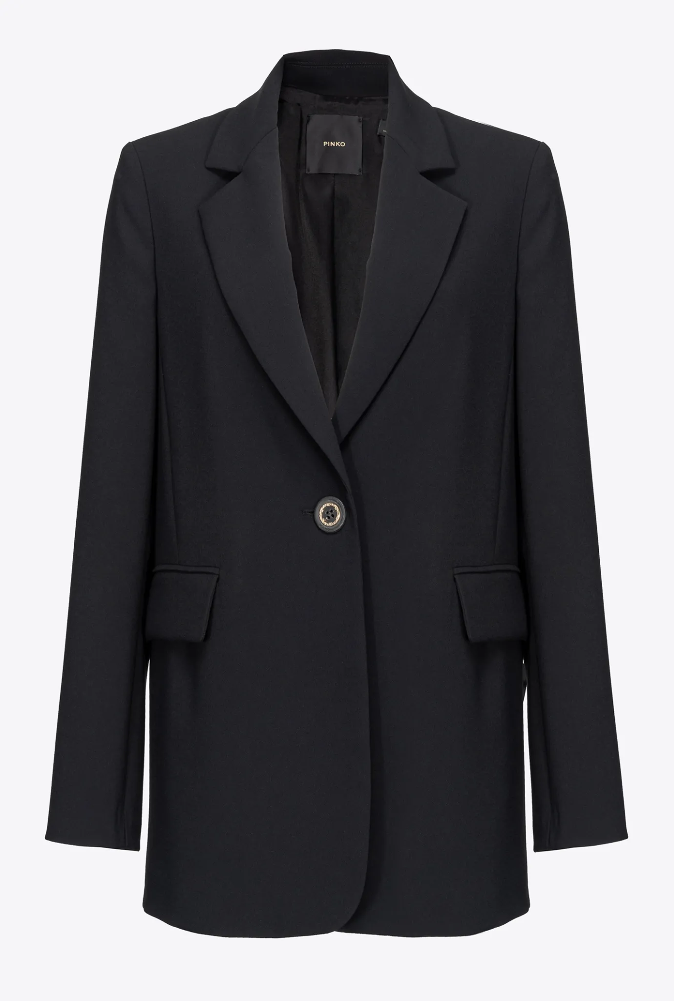 Vestes|PINKO Blazer Droit En Crepe Stretch Noir Limousine