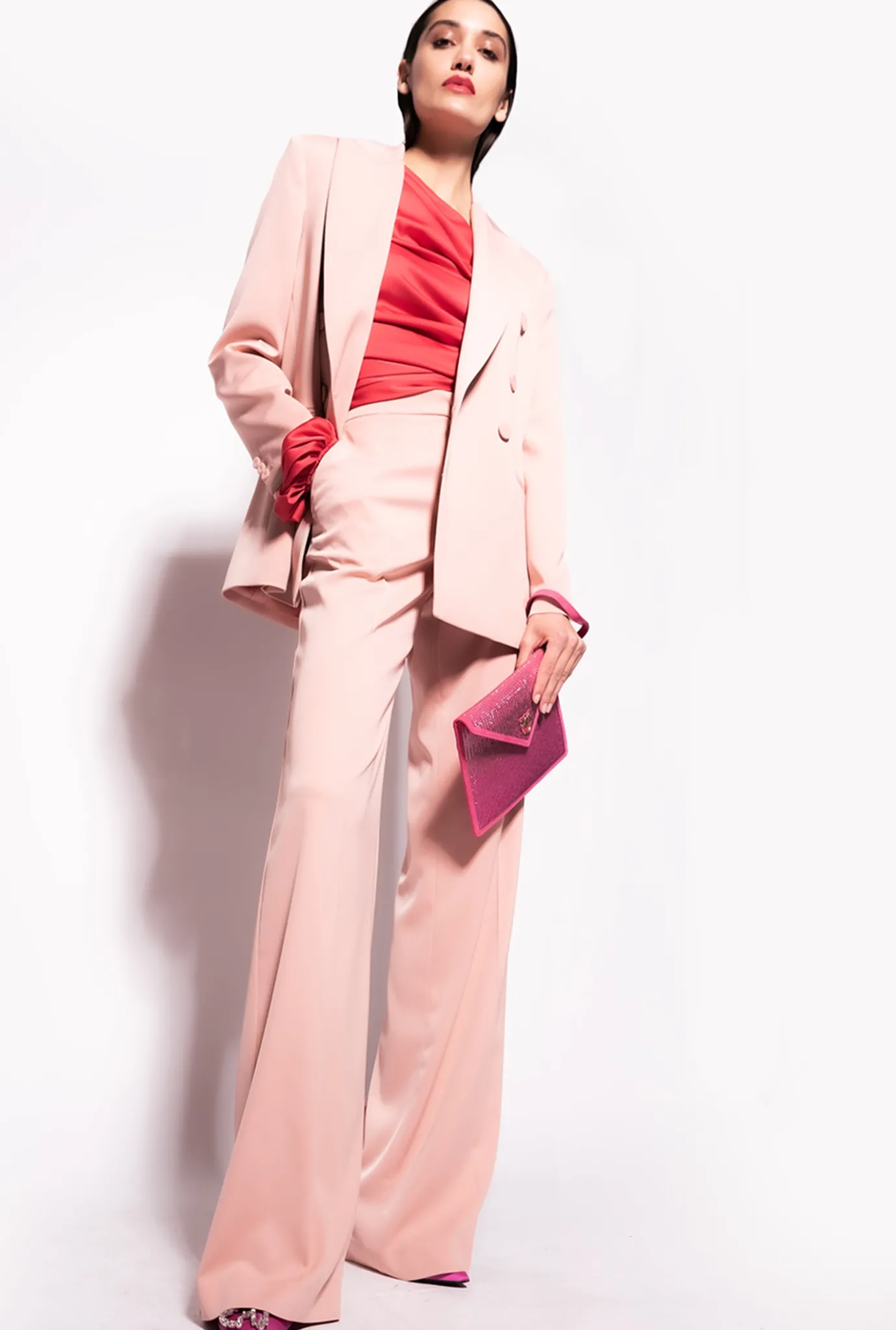 Tailleurs Et Ensembles|PINKO Blazer En Crepe Envers Satin Rose - Camee