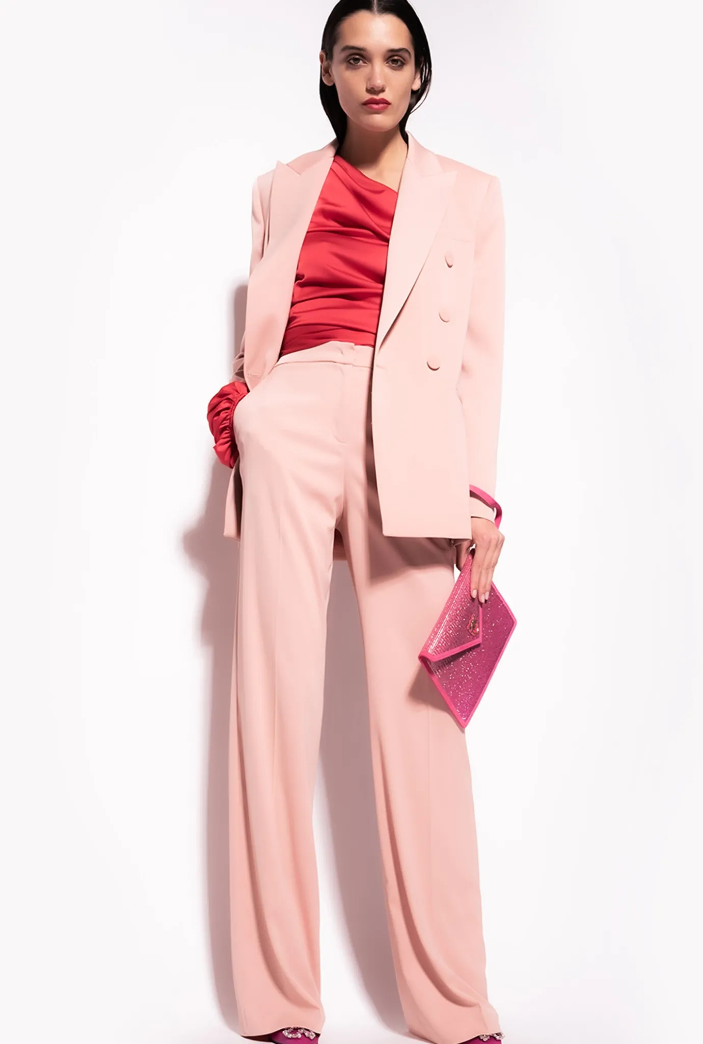 Tailleurs Et Ensembles|PINKO Blazer En Crepe Envers Satin Rose - Camee