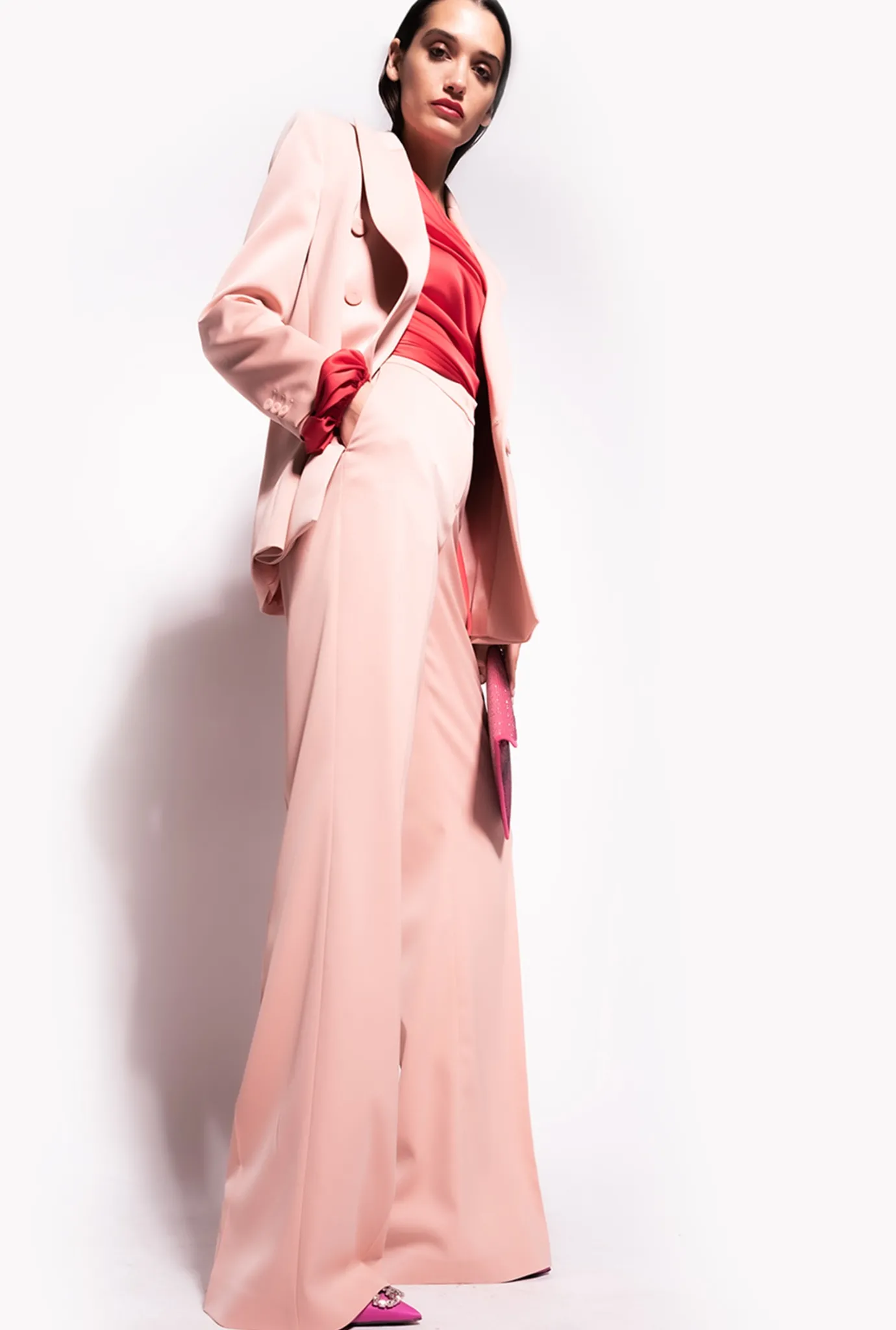 Tailleurs Et Ensembles|PINKO Blazer En Crepe Envers Satin Rose - Camee