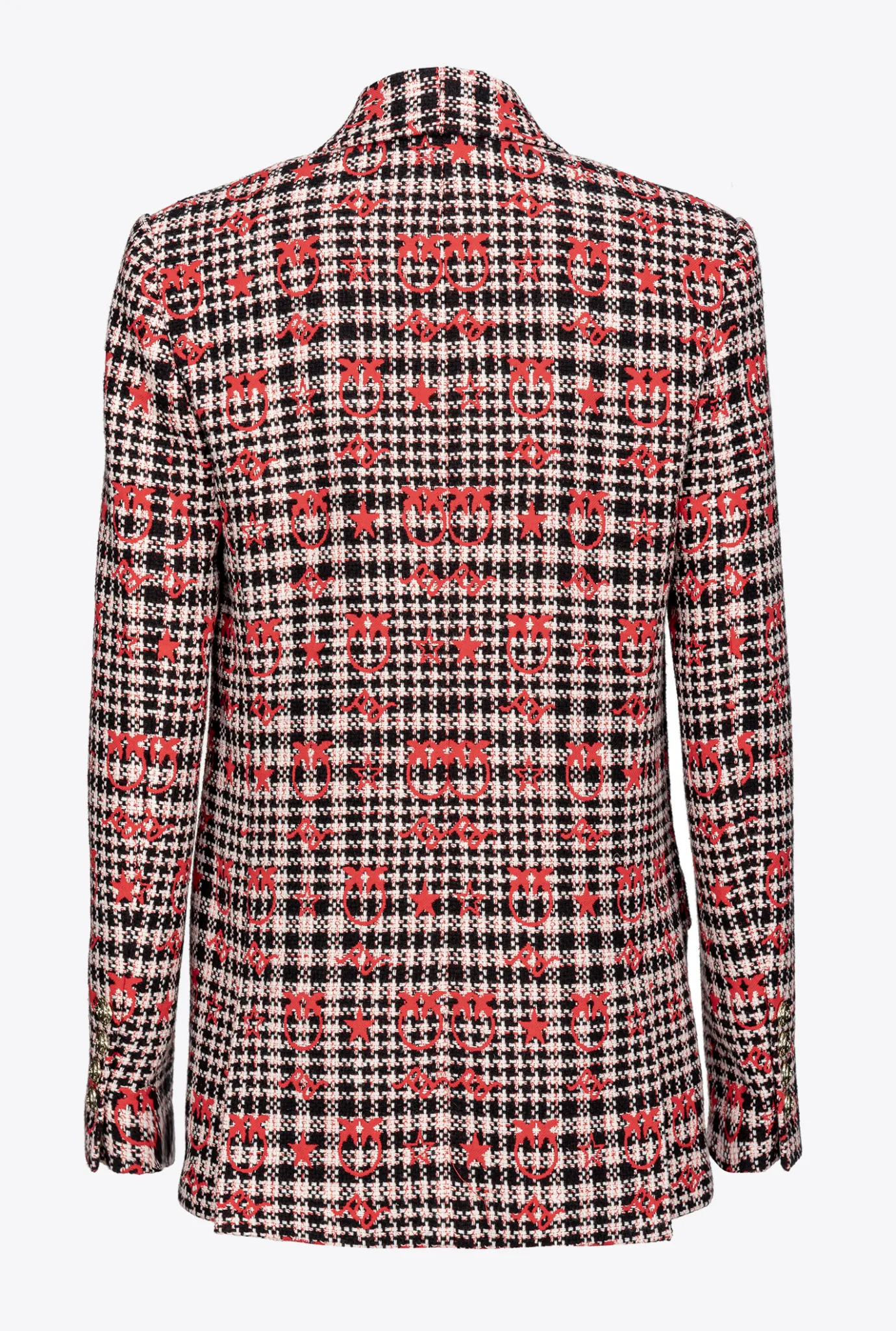 Tailleurs Et Ensembles|PINKO Blazer En Jacquard Love Birds Noir/Blanc/Rouge
