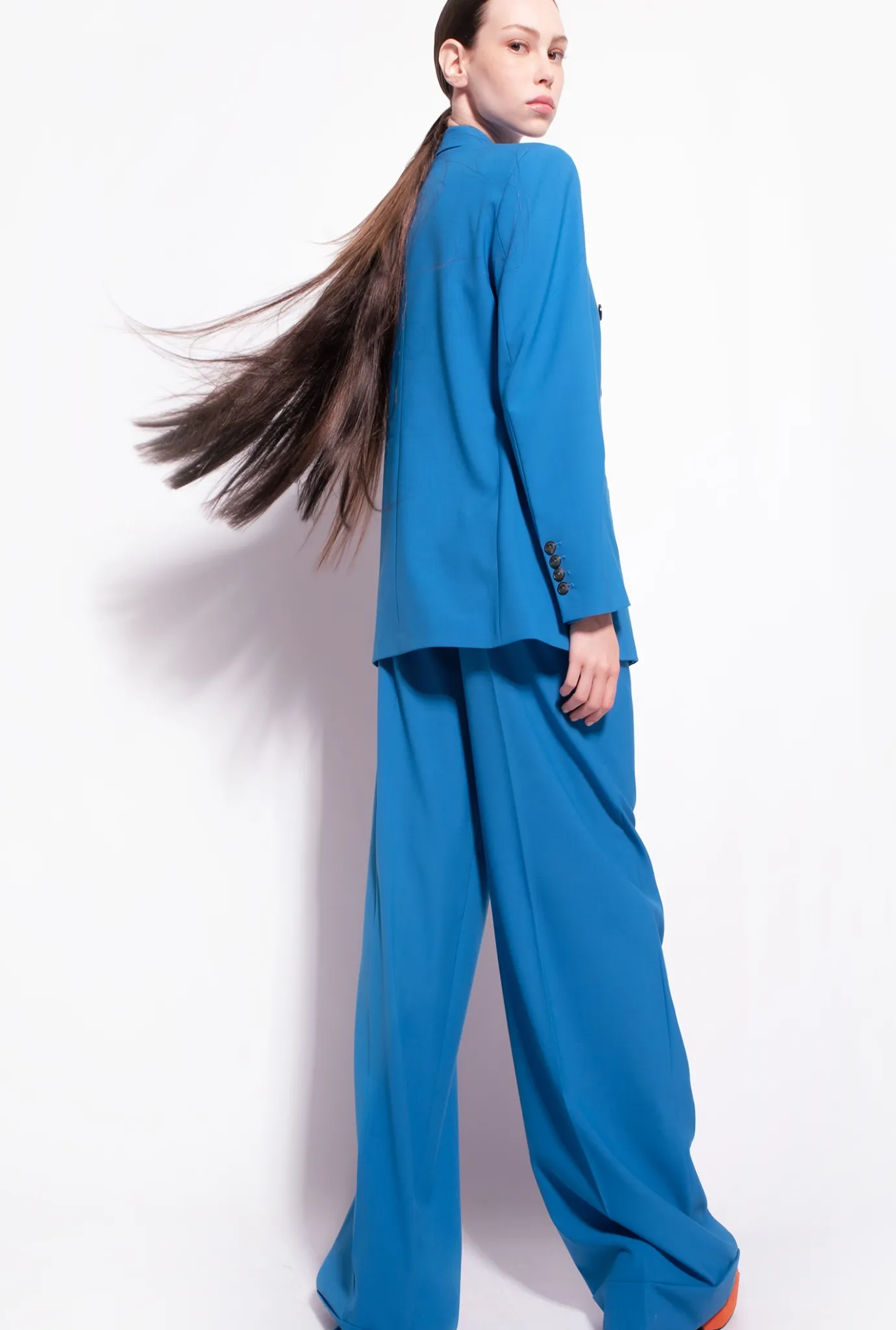 Tailleurs Et Ensembles|PINKO Blazer En Tissu De Laine Bleu Directoire