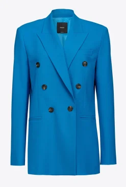 Tailleurs Et Ensembles|PINKO Blazer En Tissu De Laine Bleu Directoire