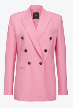 Vestes|PINKO Blazer En Tissu De Laine Rose-Convolvus
