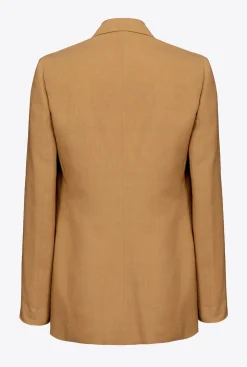 Tailleurs Et Ensembles|PINKO Blazer Fluide En Viscose Et Lin Moutarde