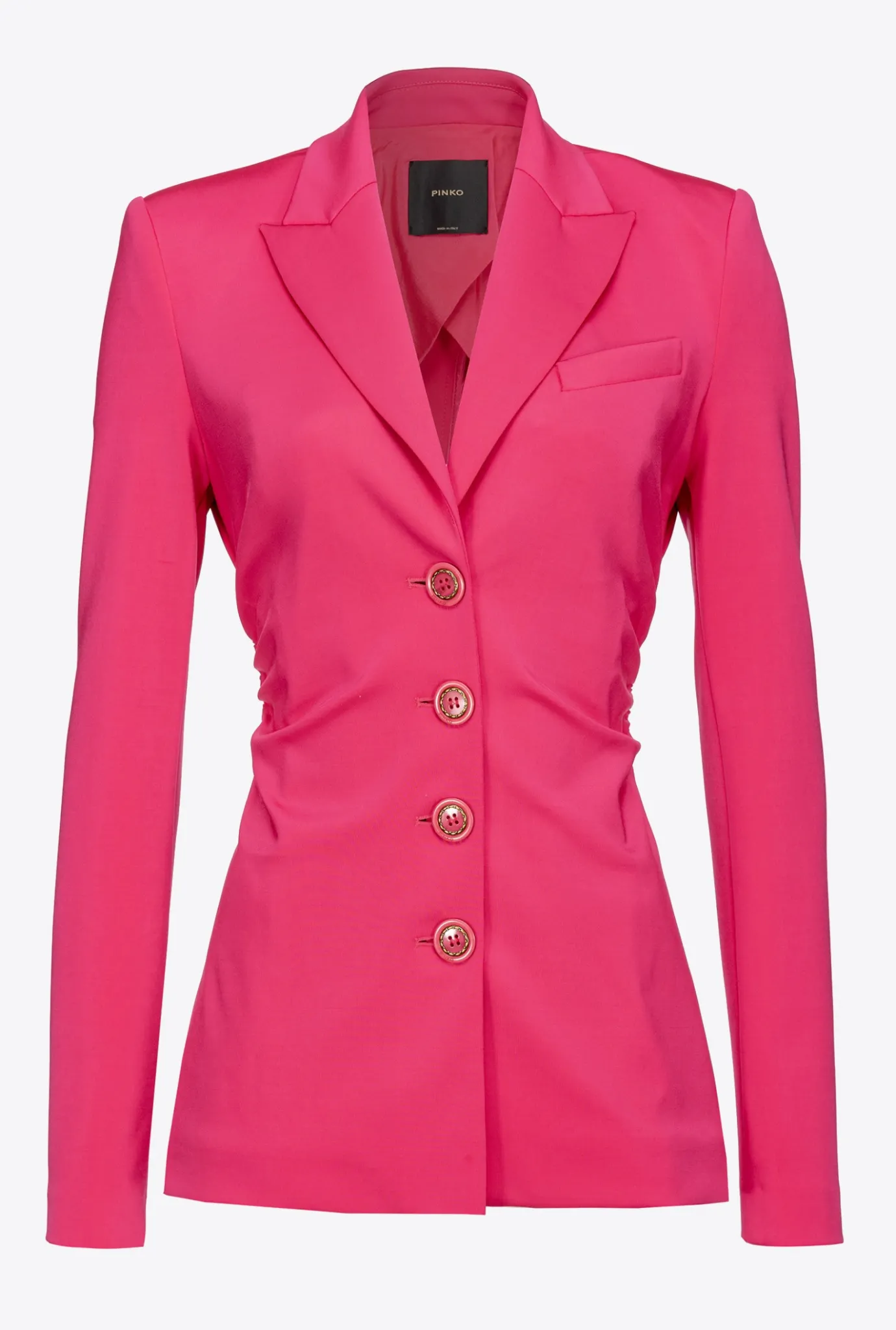 Vestes|PINKO Blazer Slim En Tissu Technique Rouge Framboise