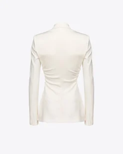 Tailleurs Et Ensembles|PINKO Blazer Slim En Tissu Technique Blanc-Blanche-Neige