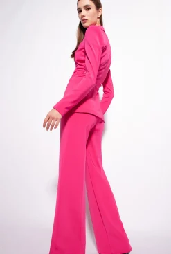 Tailleurs Et Ensembles|PINKO Blazer Slim En Tissu Technique Rouge Framboise