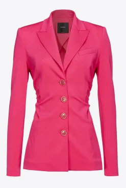 Tailleurs Et Ensembles|PINKO Blazer Slim En Tissu Technique Rouge Framboise