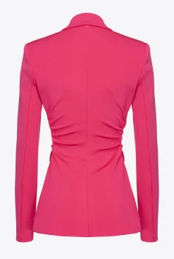 Tailleurs Et Ensembles|PINKO Blazer Slim En Tissu Technique Rouge Framboise