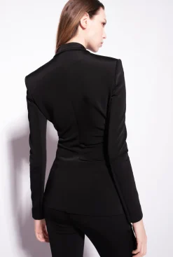 Tailleurs Et Ensembles|PINKO Blazer Slim En Tissu Technique Noir Limousine