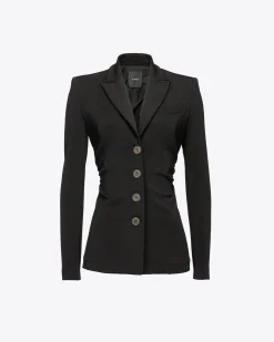 Tailleurs Et Ensembles|PINKO Blazer Slim En Tissu Technique Noir Limousine