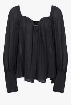 Chemises Et Blouses|PINKO Blouse A Encolure Coeur Noir Limousine