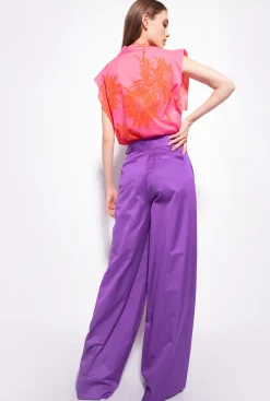 Chemises Et Blouses|PINKO Blouse A Imprime Grande Fleur Rose/Rouge