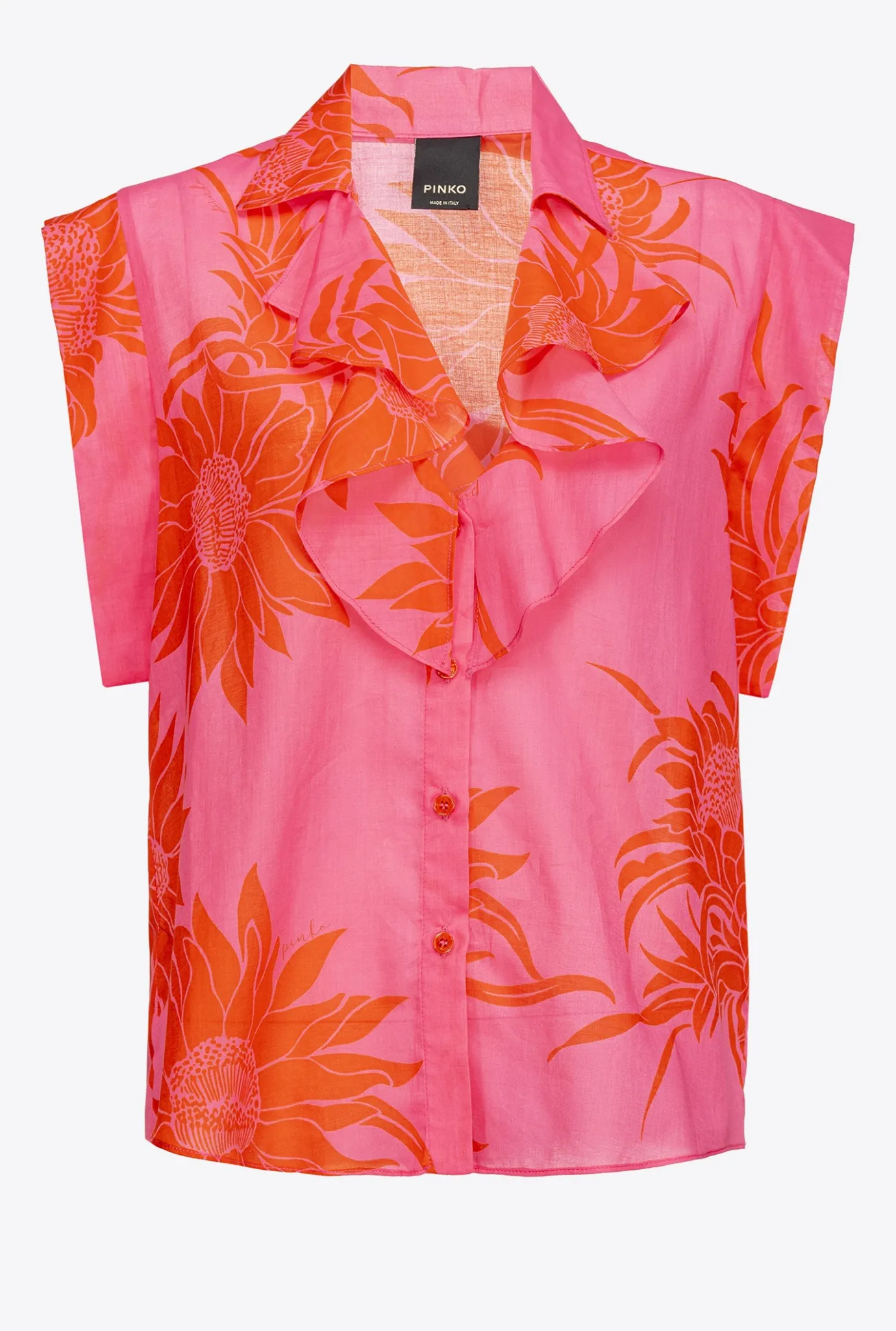 Chemises Et Blouses|PINKO Blouse A Imprime Grande Fleur Rose/Rouge