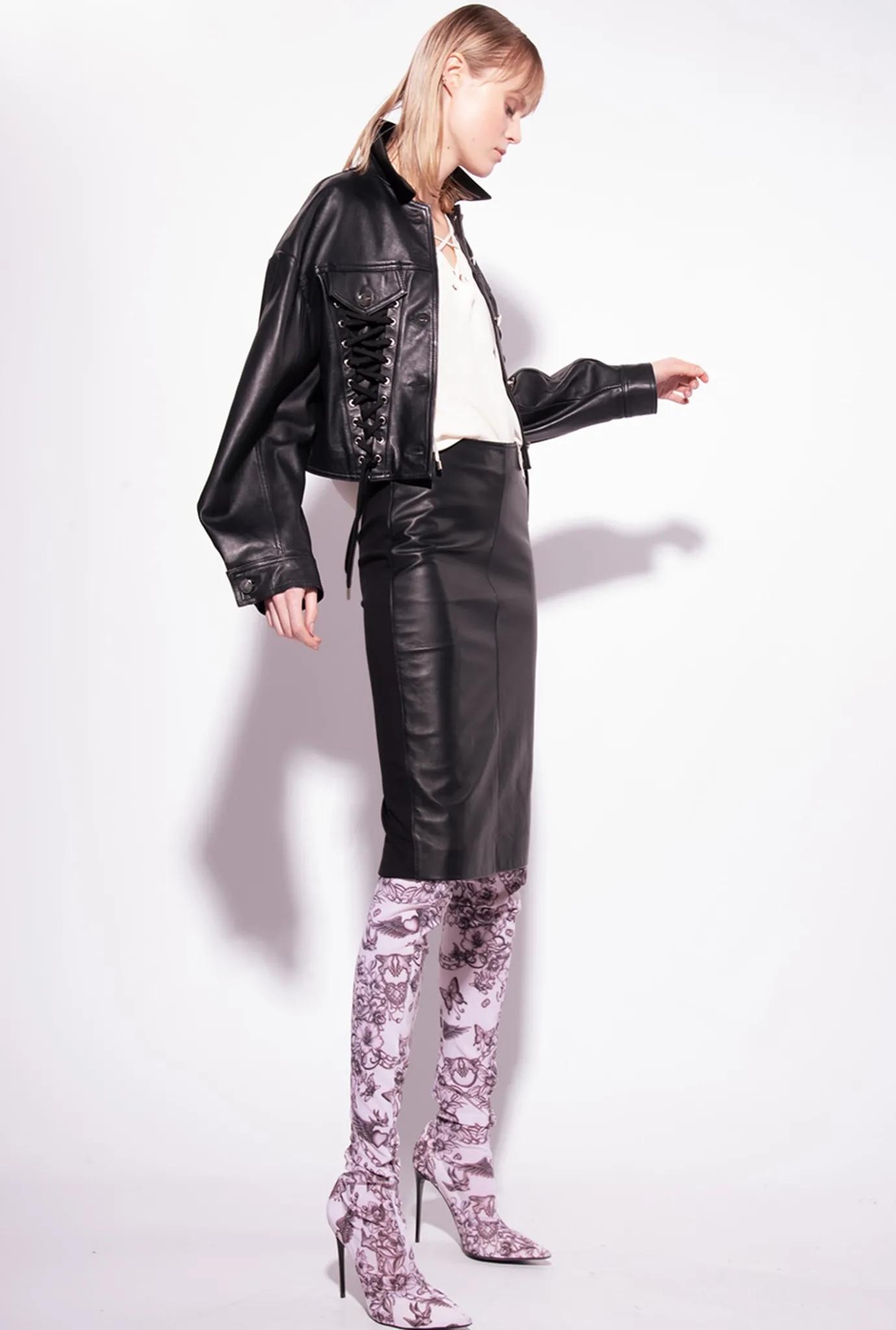 Chemises Et Blouses|PINKO Blouse A Lacets Rose Fume Blanc