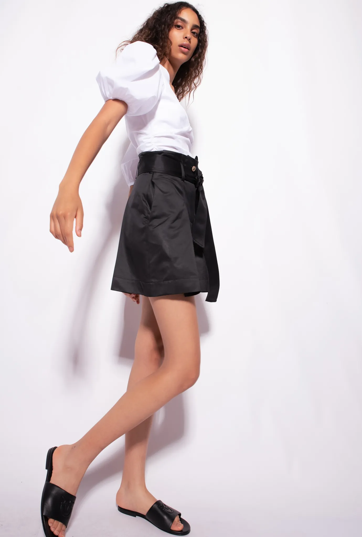 Chemises Et Blouses|PINKO Blouse A Manches Ballon Blanc Brill.