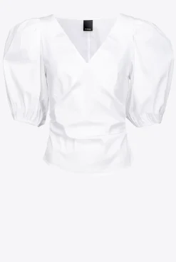 Chemises Et Blouses|PINKO Blouse A Manches Ballon Blanc Brill.