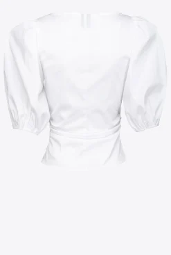 Chemises Et Blouses|PINKO Blouse A Manches Ballon Blanc Brill.