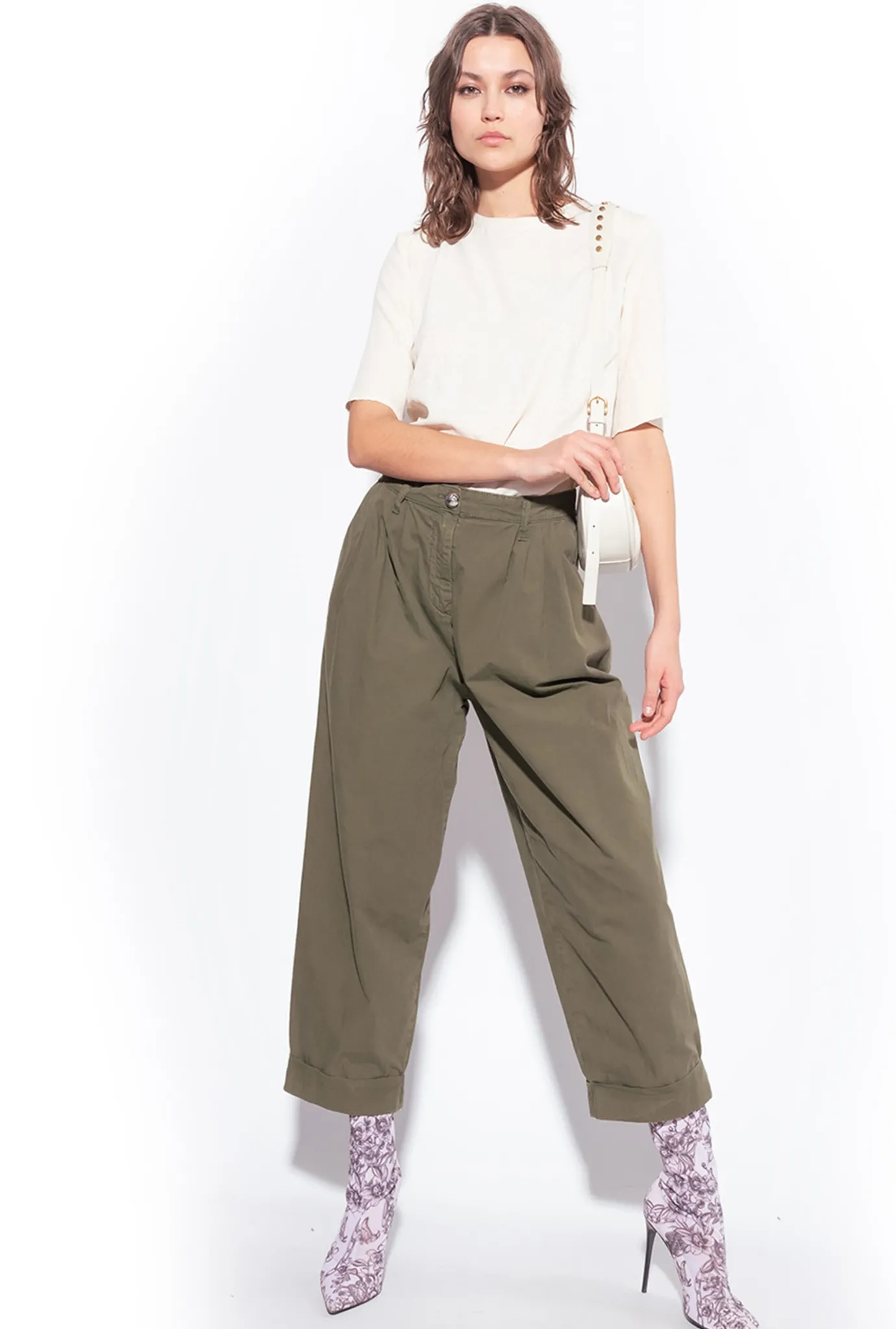 Chemises Et Blouses|PINKO Blouse A Manches Courtes En Jacquard Rose Fume Blanc