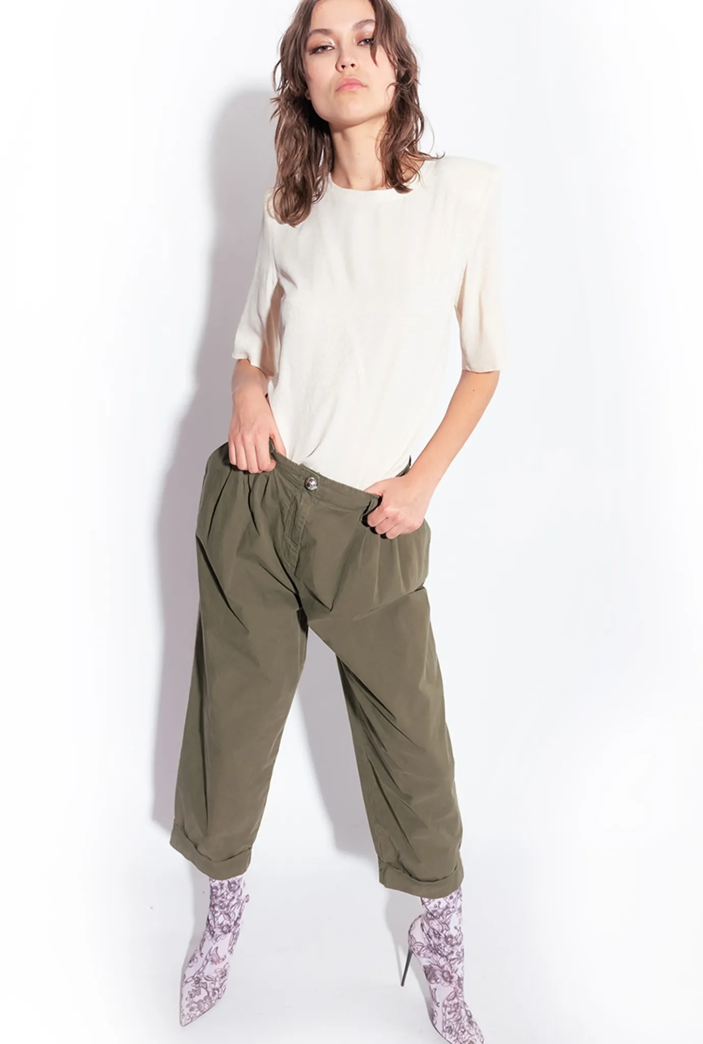 Chemises Et Blouses|PINKO Blouse A Manches Courtes En Jacquard Rose Fume Blanc