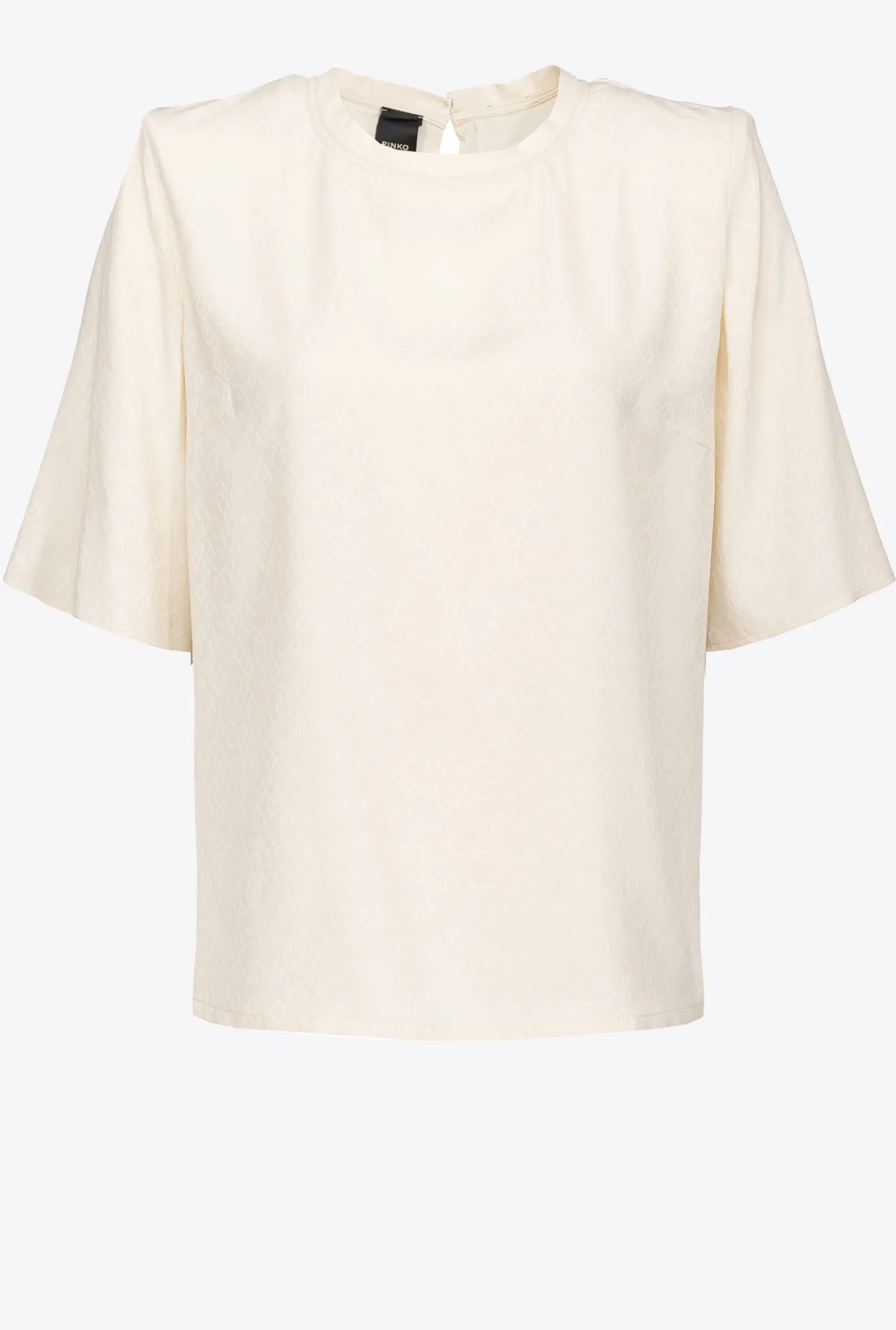 Chemises Et Blouses|PINKO Blouse A Manches Courtes En Jacquard Rose Fume Blanc
