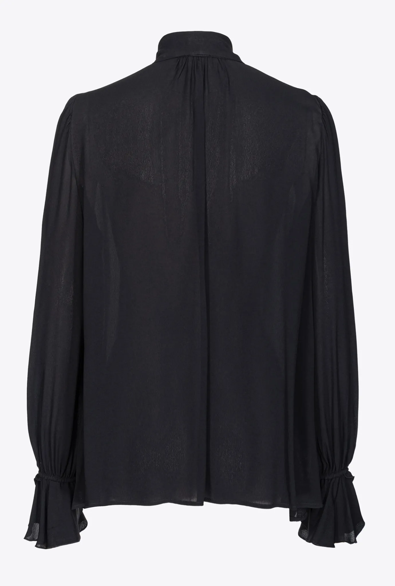 Chemises Et Blouses|PINKO Blouse A Noeud Et Ruches Noir Limousine