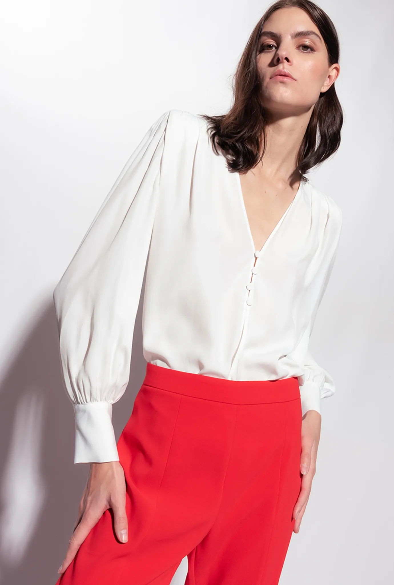 Tailleurs Et Ensembles|PINKO Blouse Boutonnee Blanc Nimbus