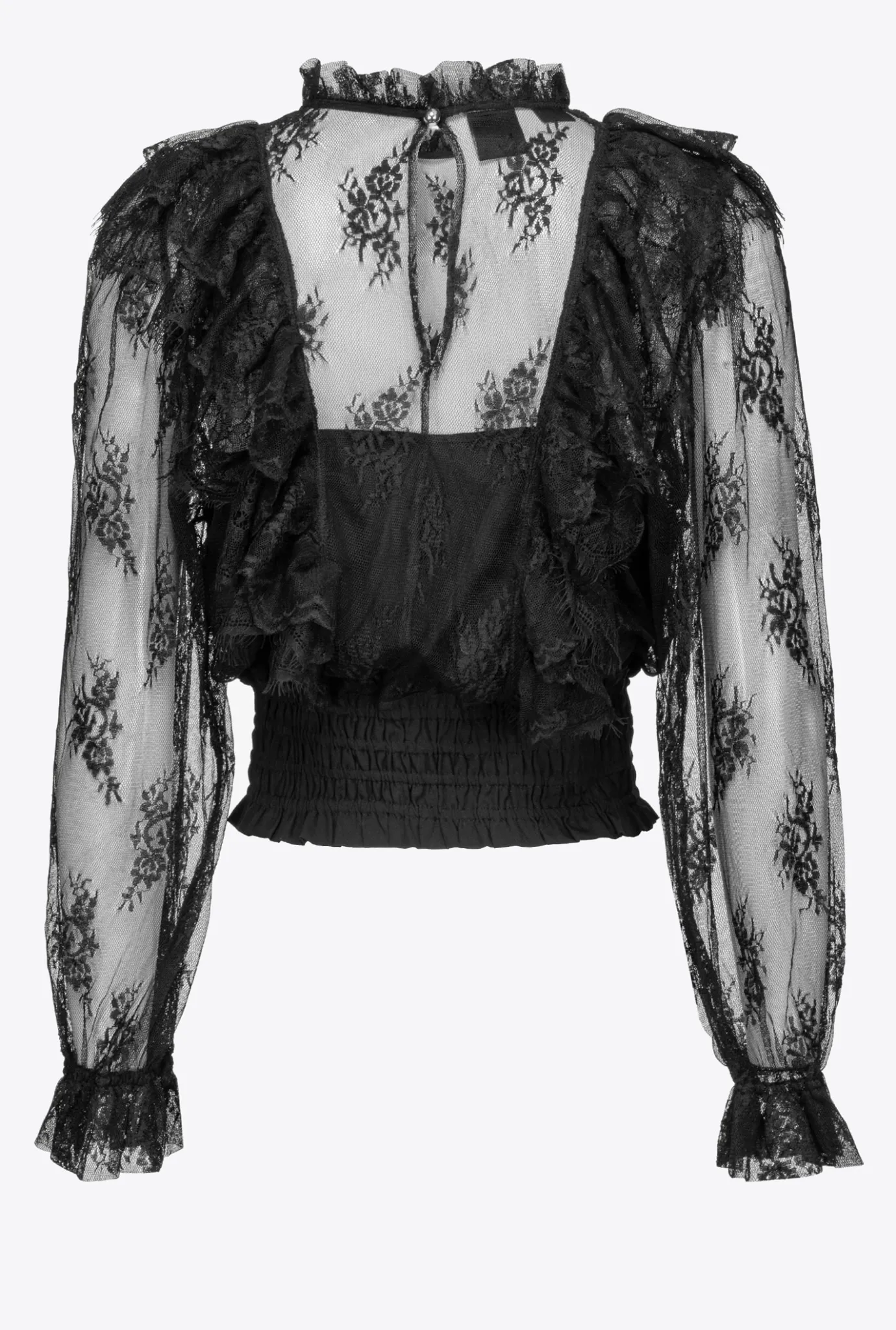 Chemises Et Blouses|PINKO Blouse Courte En Dentelle Noir Limousine