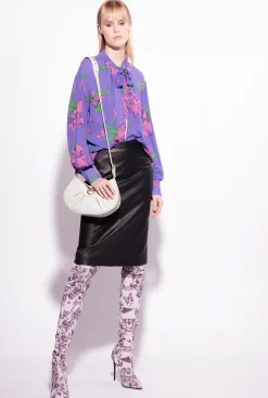 Chemises Et Blouses|PINKO Blouse Croisee A Imprime Iris Violet/Rose/Vert