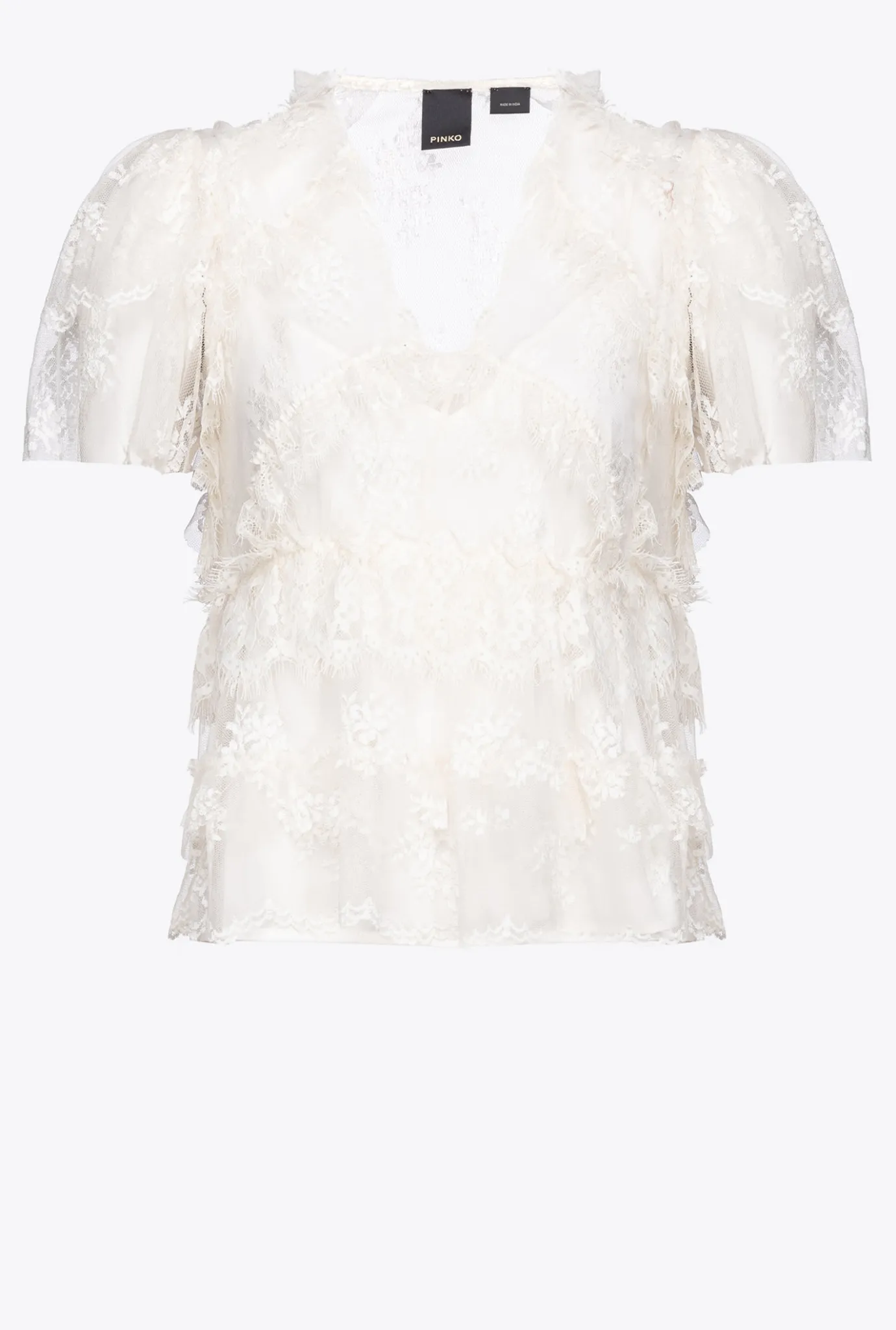 Topwear|PINKO Blouse En Dentelle Blanc Nimbus