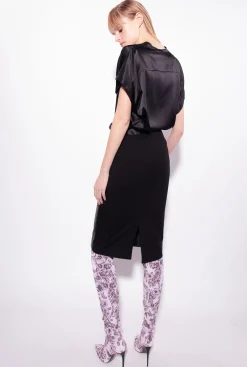 Chemises Et Blouses|PINKO Blouse En Satin Stretch Noir Limousine
