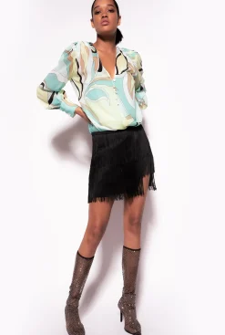Chemises Et Blouses|PINKO Blouse En Voile A Imprime Fleuri Multicolore - Vert D'Eau/Beige