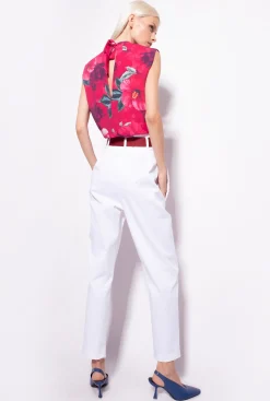 Topwear|PINKO Blouse Sans Manches A Imprime Hibiscus Multi.Fuchsia/Rose